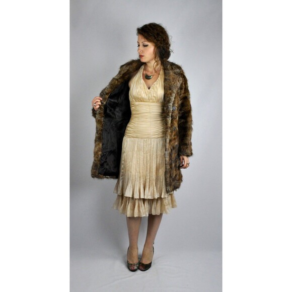40s Fur Coat Jacket - Double Breast Coat Jacket - Chunky Fluffy Soft Fur XS - S - Picture 4 of 5